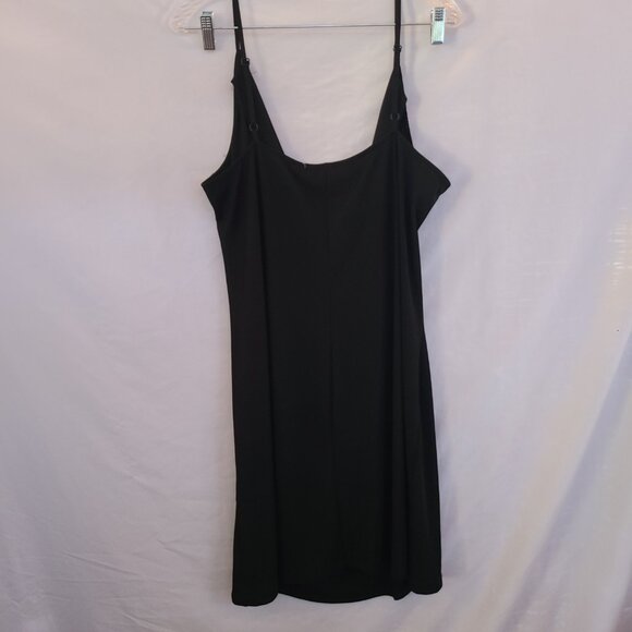 H&M Women Black Cocktail Dress XL Crossover Front Ruched Side Spaghetti Strap - Picture 5 of 5